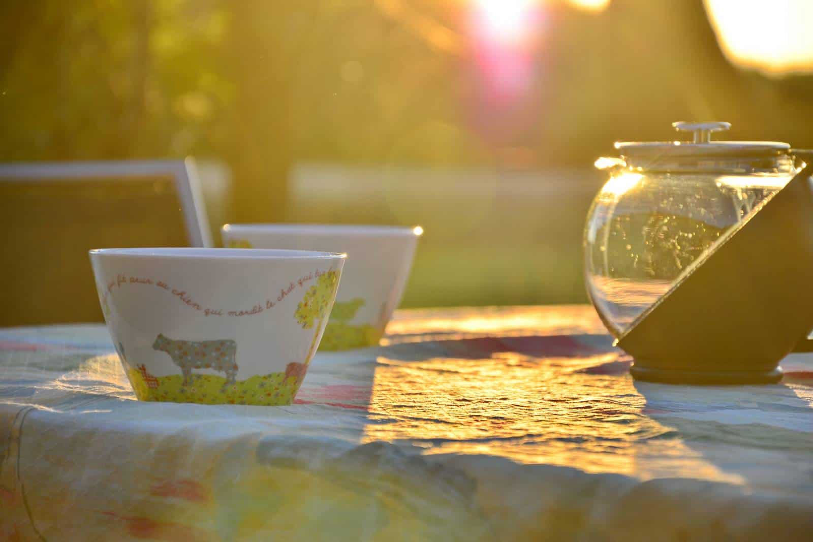 Un café ou un petit déjeuner au soleil - gîte rural de Haute Forêt en Vallée du Loir